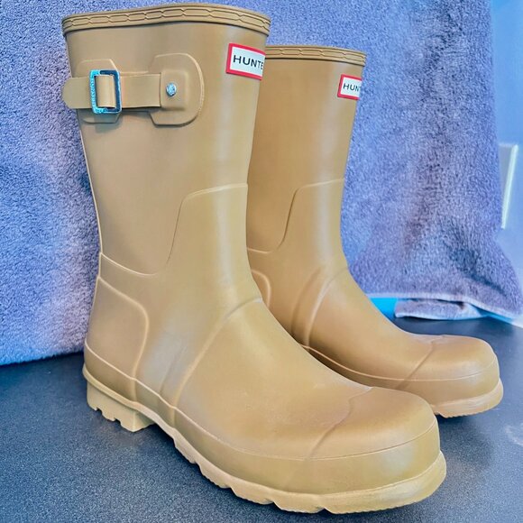 Hunter Original Short Rubber Gravel/Biscuit Wellington Rain Boots - Picture 6 of 6